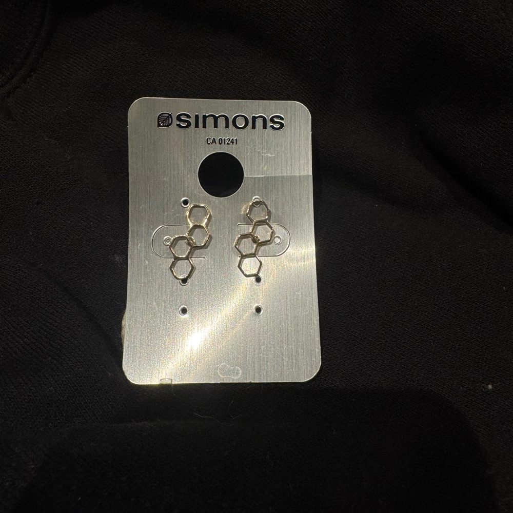 Simons Gold Hexagon Earrings NWT